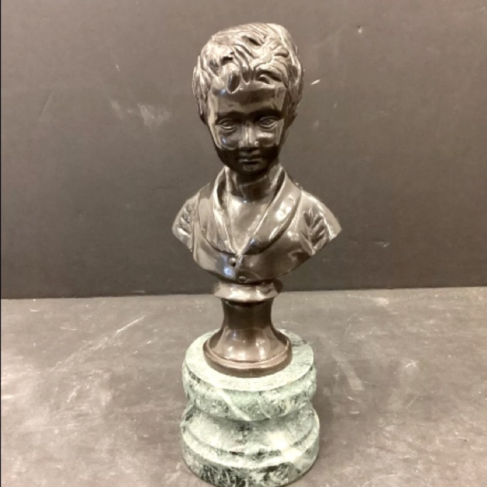 SALE* Antique French Bronze Bust Boy 11”. Authentic, Not a reproduction